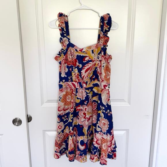 Tory Burch Aloisa A-Line Floral Cinch Waist Flutter Sleeve Silk Mini Dress 6 - Picture 3 of 7